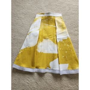 Ellender Painterly Skirt Size 4 Yellow And White Pockets Retails $195 Midi